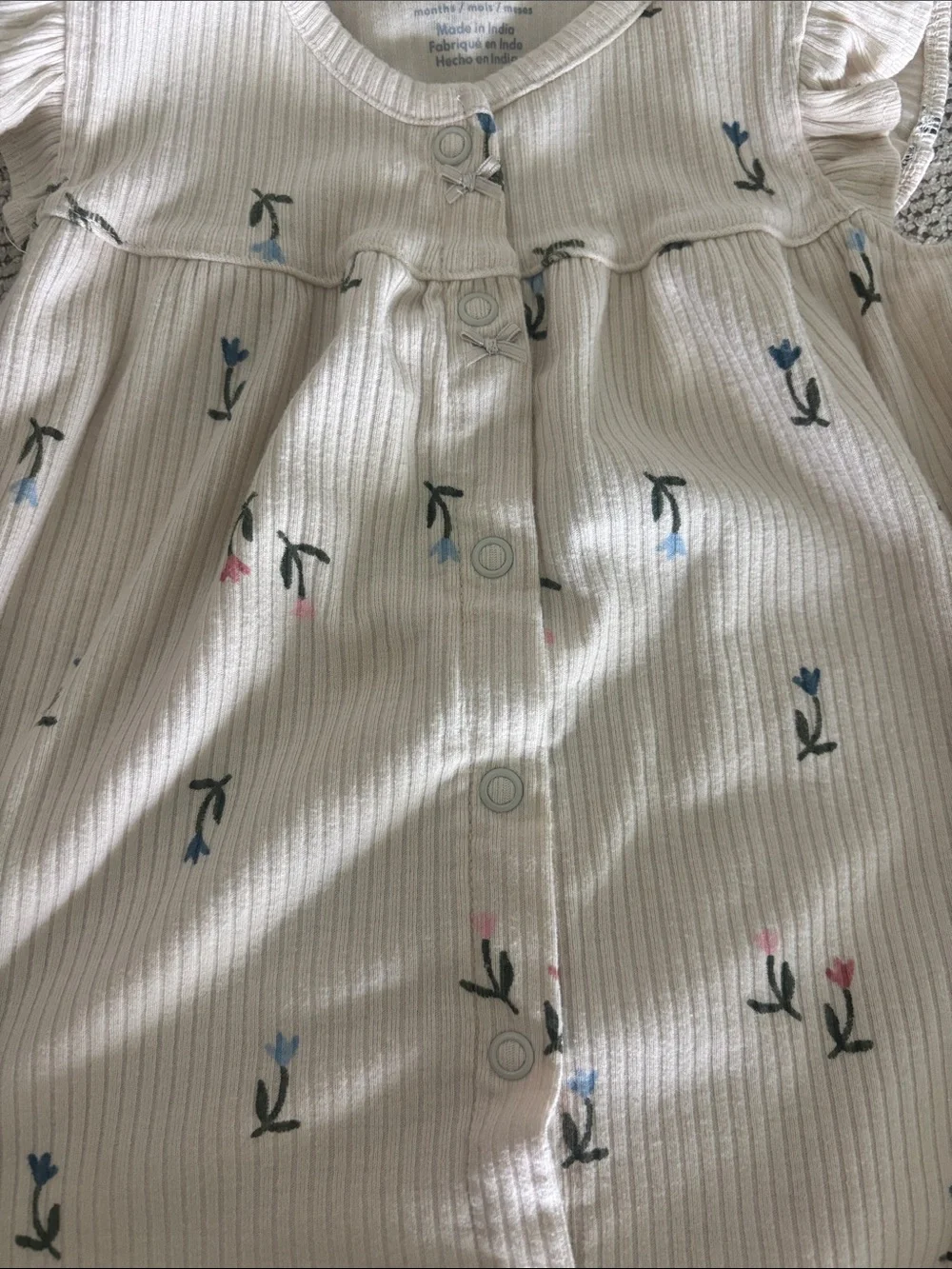 Carter's Cream Ribbed Baby Romper with Tiny Floral Print